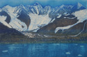 etching titled Three Glaciers,Prince William Sound, Alaska