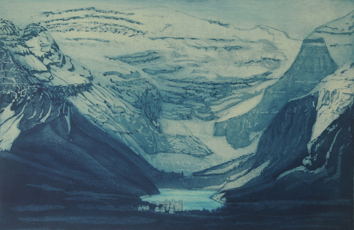 etching titled Victoria Glacier,Lake Louise,Alberta,Canada
