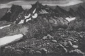 etching titled Approaching North Sister