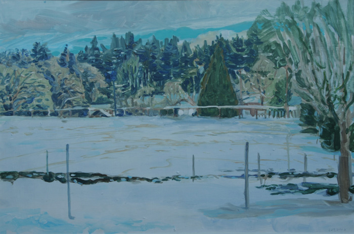 painting titled Pasture In Snow, One