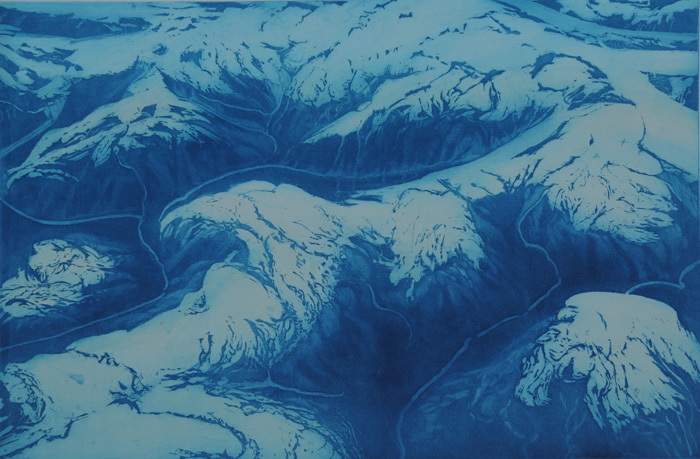 etching titled Southeast Alaska Aerial