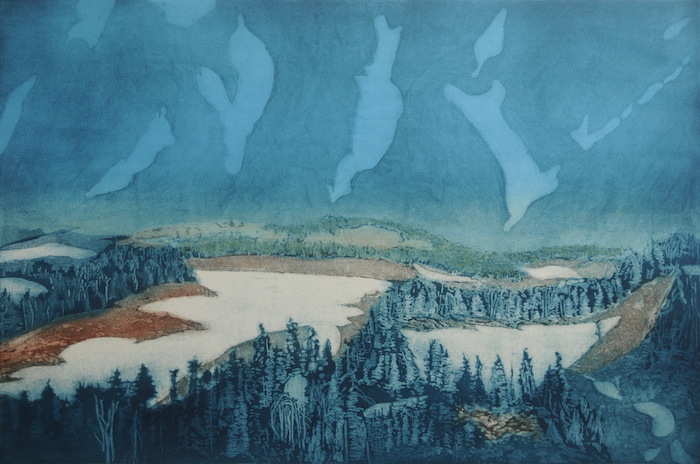 etching titled Below North Sister, Central Oregon Cascades