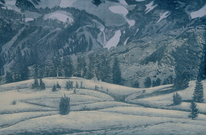 etching titled Near Green Lakes